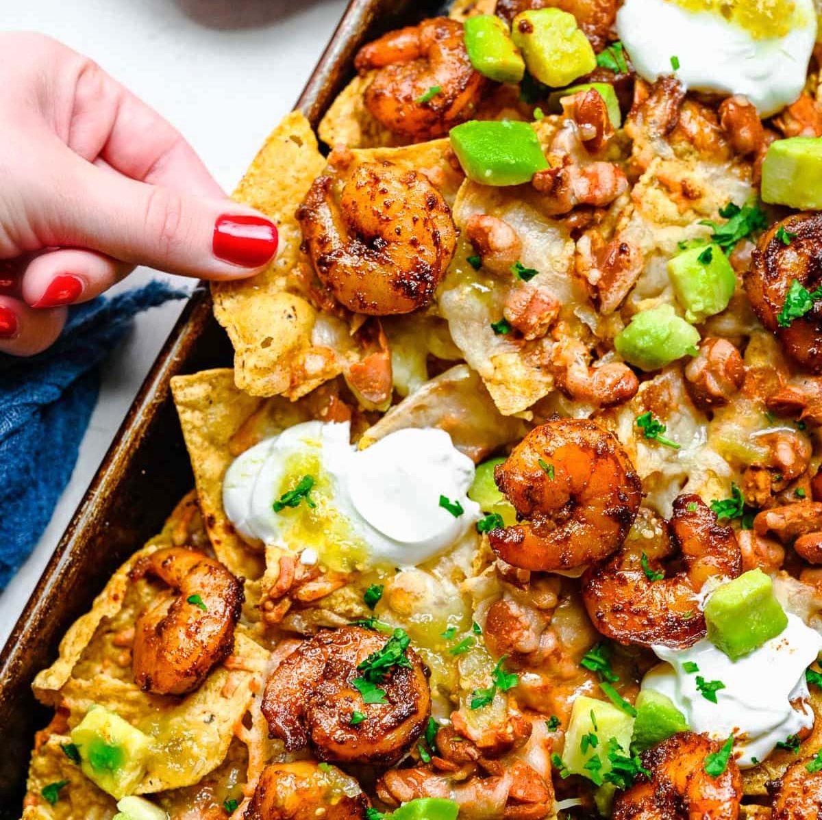 Camaron (Shrimp) Nachos.