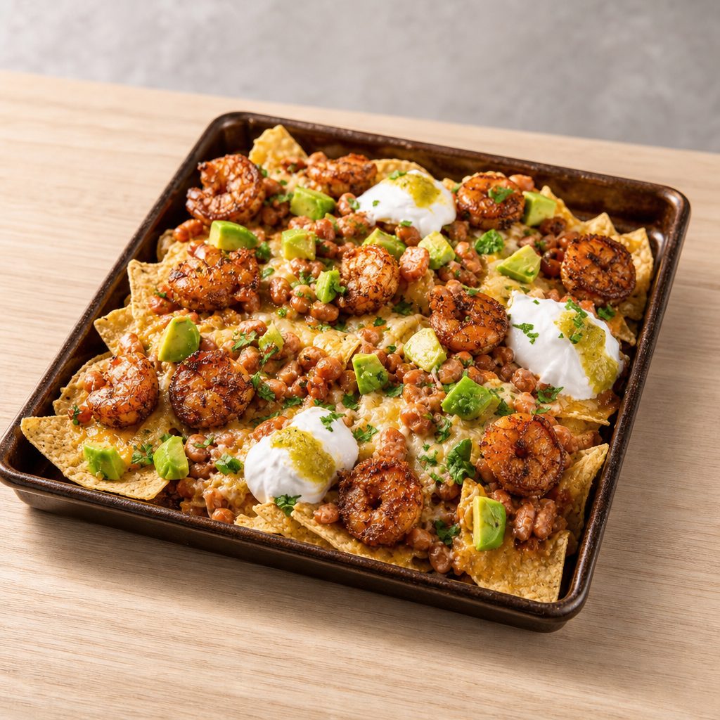 Camaron (Shrimp) Nachos.